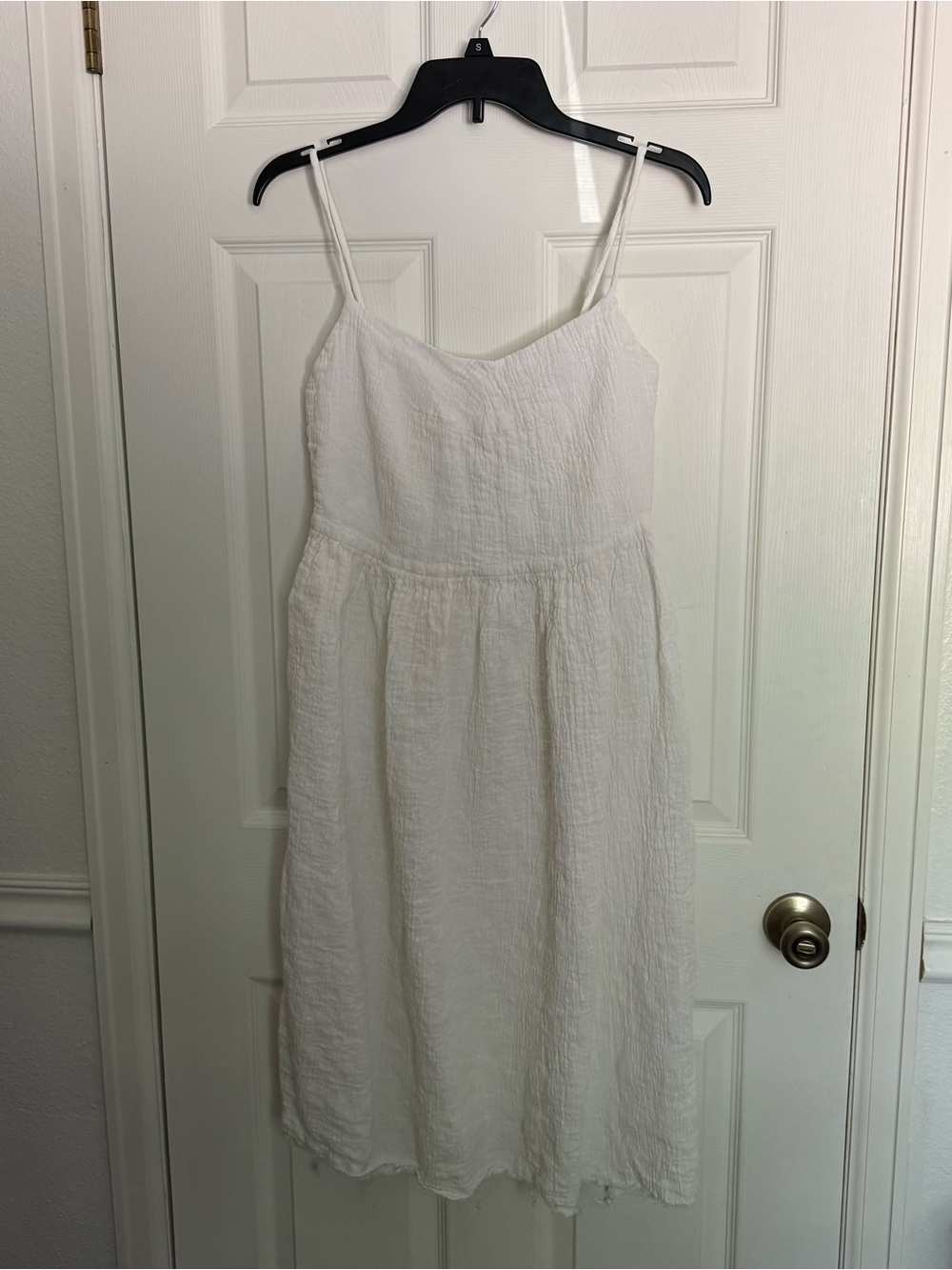 Ovate White Mathilde Dress in Washed Linen Gauze